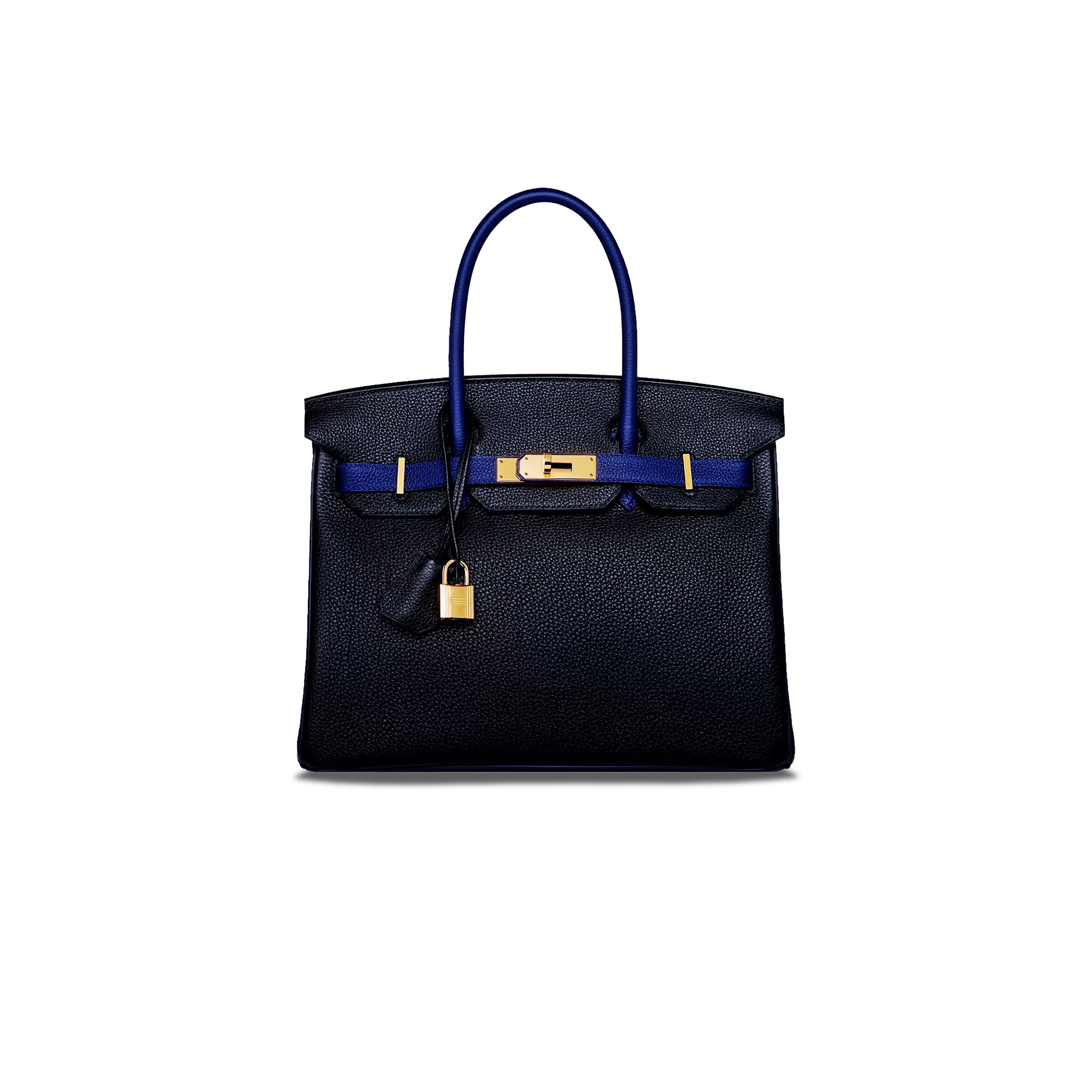 H**mes master birkin 35 epsom midnight blue and electric blue with gold buckle bag h028369ck09 (35*28*18cm)